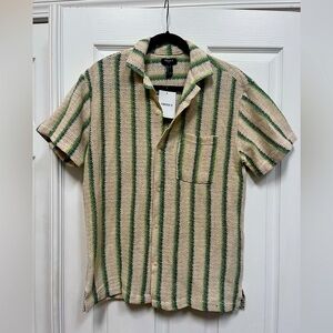 Men’s Forever 21 short sleeve cotton crochet look button down Sz S